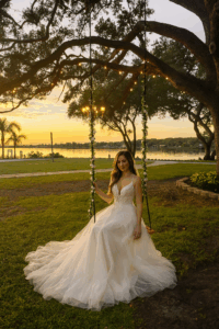 The Waterside Ranch Bride on a Swing