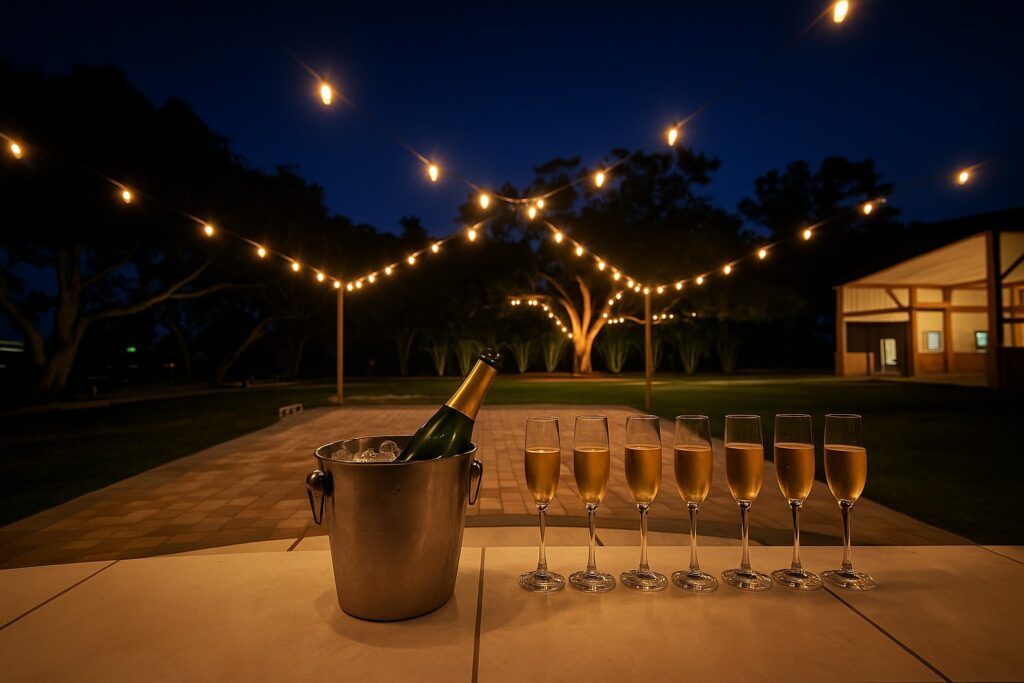 The Waterside Ranch Patio Bar at Night